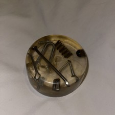 VTG Lucite/Acrylic Paperweight Suspended Nails Screws Springs Etc Unusual picture