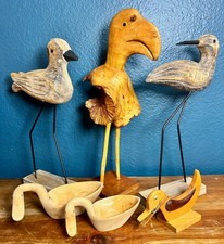 VTG Hand Carved Wood Bird Lot 6 Pc Folk Art Shorebirds Swans Duck Dodo? 15