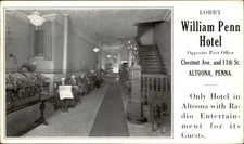Altoona PA William Penn Hotel Lobby c1920s-30s Vintage Postcard bhn picture