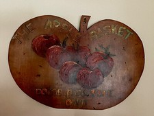 Vintage/Antique Country Apple Sign in Shape of an Apple, handmade and painted picture