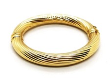 Twisted Bangle Bracelet 18K Yellow Gold Over Safety Figure Of Eight Closure 7.5