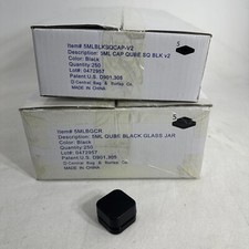 5ml Child Resistant Square Cube Glass Concentrate Jars & lids Black  (250 Pk) picture