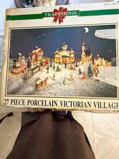 Traditions 27-Piece Porcelain Hand Painted Victorian Village Christmas Set Boxed picture