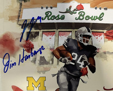 JIM HARBAUGH JJ MCCARTHY SIGNED REPRINT ROSE BOWL AUTOGRAPHS 8