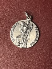 Vintage Sterling St Christopher Medal JCC Charm 9/16” Uncut Loop  picture