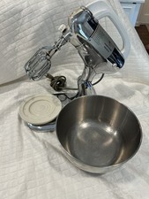 Vtg 1938 Hamilton Beach 10-speed Chrome Stand, Double Mixer & Bowl Works picture