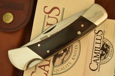 VINTAGE CAMILLUS STAINLES USA JUMBO WOOD LOCKBACK 886 FOLDING HUNTER KNIFE 34097 picture
