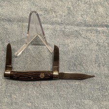 Vintage Heinr Boker & Co 1950’s -1970’s 3 Blade Stockman Jigged Bone Scales picture