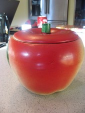 Vintage Hull Pottery Blushing Apple Grease Jar Canister with Lid about 5”T picture