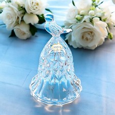 Elegant Pressed Lead Glass Vintage Crystal Bell with Bird Topper Wedding Gift picture
