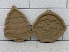 Vintage Brown Bag Christmas cookie art cookie molds. 1980's Polymer clay mold picture