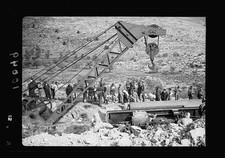 Photo:Jerusalem Lydda Railroad 1910s Overturned Locomotive Crane GOC Visit picture