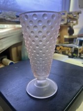 Vintage Indiana Glass Frosted Foggy Hobnail Glass Vase 8” picture