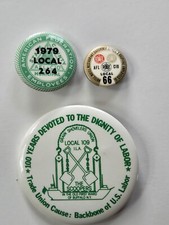 Vintage Metal Local Unions Pin Back Buttons  picture