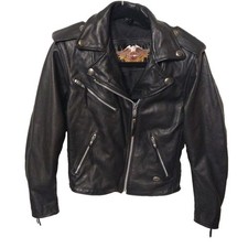 Harley Davidson Women's Leather Jacket Size XS Black Motorcycle Biker Zip Up picture
