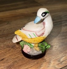Vintage 80s Hand Painted Ceramic Duck Bird Folk Art Figurine Made In Taiwan picture