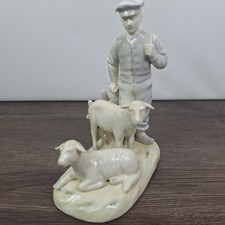Vintage Meissen Porcelain Shepherd with Sheep Figurine Crossed Swords Mark picture