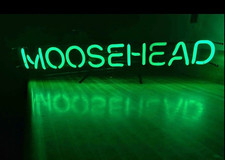 Vintage  1983 Moosehead Beer Approx 30 in wide  Green Glass Neon Sign Everbrite  picture
