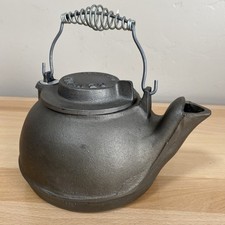 VTG BSR Century USA Cast Iron Tea Pot Kettle Swivel Lid Wire Handle Camp Stove picture