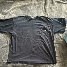 Vintage Hanes Black T-Shirt Camel Logo Pocket Flame Graphic Back Size 2XL picture