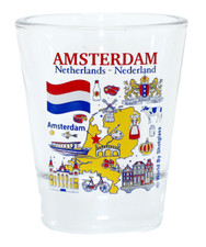 AMSTERDAM NETHERLANDS LANDMARKS AND ICONS COLLAGE SHOT GLASS SHOTGLASS picture