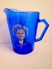 SHIRLEY TEMPLE Glossy Cobalt Blue Glass Creamer PITCHER Handle & Spout 5