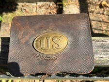 Civil War Identified Maine Gettysburg Veteran US Cartridge Box Tin Plate Trott picture