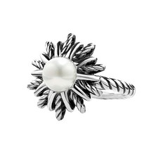 DAVID YURMAN 18mm STARBURST RING STERLING SILVER PEARL NEW ORIGINAL BOX, POUCH 6 picture