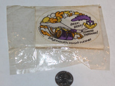 NOS VTG Plymouth Road Runner Beep Beep Comin through Sticker Decal 3