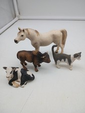 Schleich Farm Animal 4 Figure Lot Cat Cow Calf Bison Horse picture