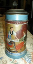 Charming Antique German Figural Stein featuring a Waitress and Patron picture
