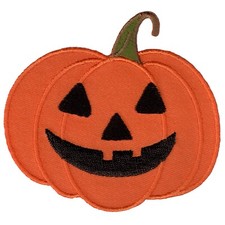 HALLOWEEN PUMPKIN JACK O LANTERN iron-on applique EMBROIDERED PATCH ORANGE new picture