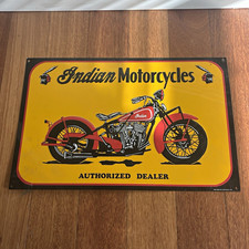Indian Motorcycles Authorized Dealer Yellow Metal Sign Dealer Sign picture