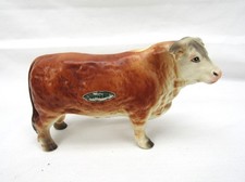 Vintage Lefton Hereford Bull Figurine porcelain brown cow 750 with labels picture