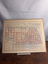1893 Nebraska Map Antique Atlas Page Vintage Paper Railroad County Map picture