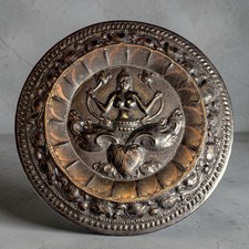 Hindu Goddess Metal Wall Plaque Relief India Temple Art Round 10” Hanging picture