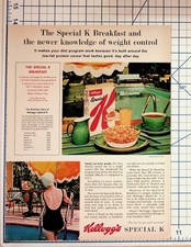 1964 Kellogg's Special K Cereal Weight Control Vintage Magazine Ad Pool Swimmer picture