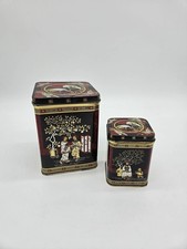 Vintage Set of Nesting Tea Tins Oriental Made In Hong Kong 5.5