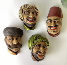 Vintage Bosson Style Chalkware Heads Lot Of 4 England picture