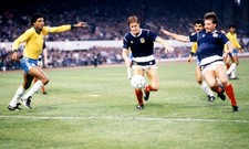 Brazil Geraldao races in as Richard Gough and Ally McCoist advance Old Photo picture