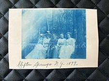 Antique 1899 Victorian Folks at Clifton Springs New York Cyanotype Photo picture