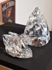 Vintage Swarovski Crystal Cone Rio & Swan Faceted Paperweights picture