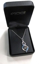 OFFICIAL HARLEY DAVIDSON STERLING WOMEN'S INTERLOCK BLUE STONE PENDANT picture