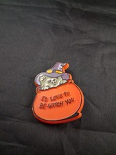 Vintage Hallmark Halloween Witch Button Pin Puppy Dog Adorbs *9 picture