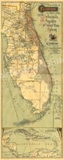 1893 Railroad Map of Florida Historic East Coast Line Railway Map - 24x60 picture