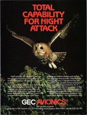 GEC Avionics Vintage Magazine Ad Owl Night Attack Aviation 1987 picture