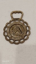 Antique English Brass Horse Harness Medallion Shire Horse Centre Patina picture