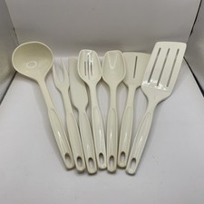 (7) Vintage Foley Almond Kitchen Utensils Spoons Spatulas Ladle Fork Knife EUC picture
