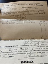 1911 Ohio Appraisement & Bond in Replevin Legal Document Hocking County picture