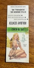 Vintage 1950s Empty Holiday Center MD Cheesecake Girl Advertising Match Cover picture
